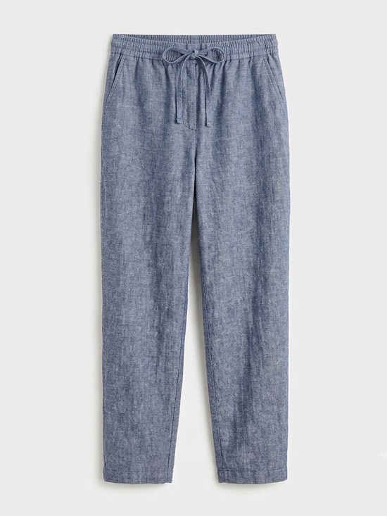 Old Navy Pants - Old Navy NWT High-Waisted Cropped Linen-Blend Pants Chambray Blue - XXL